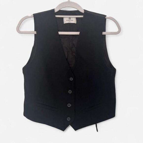 Aritzia Babaton Black City Wool Playbook Boxy Relaxed Vest Top Minimalist Small - Picture 5 of 8